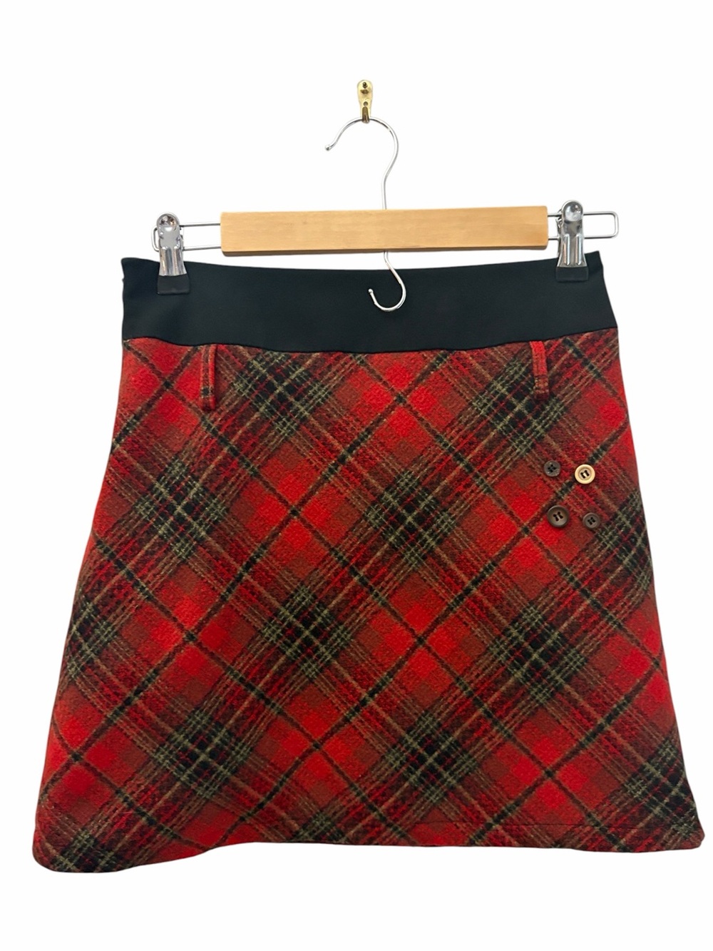 Sunset Park Holiday Twee Red Plaid A-Line Mini Skirt Size M Preppy Academia